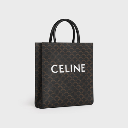 MEDIUM VERTICAL CABAS IN TRIOMPHE CANVAS WITH CELINE PRINT BLACK